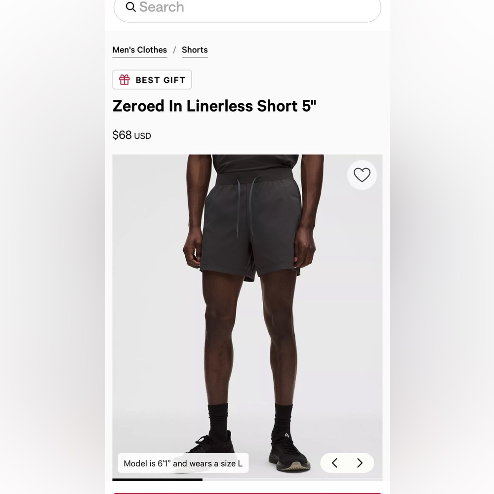 Men’s Zeroed In 5Inch Shorts Graphite Grey